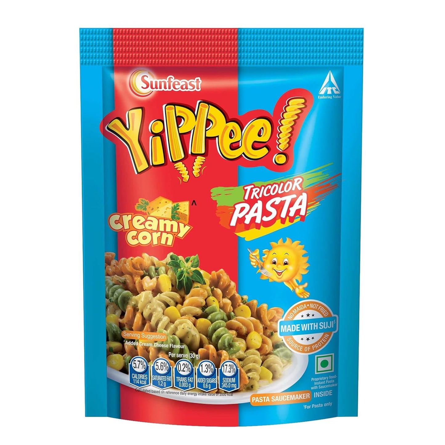 Sunfeast YiPPee! Tricolor Instant Pasta, Creamy Corn, 65g