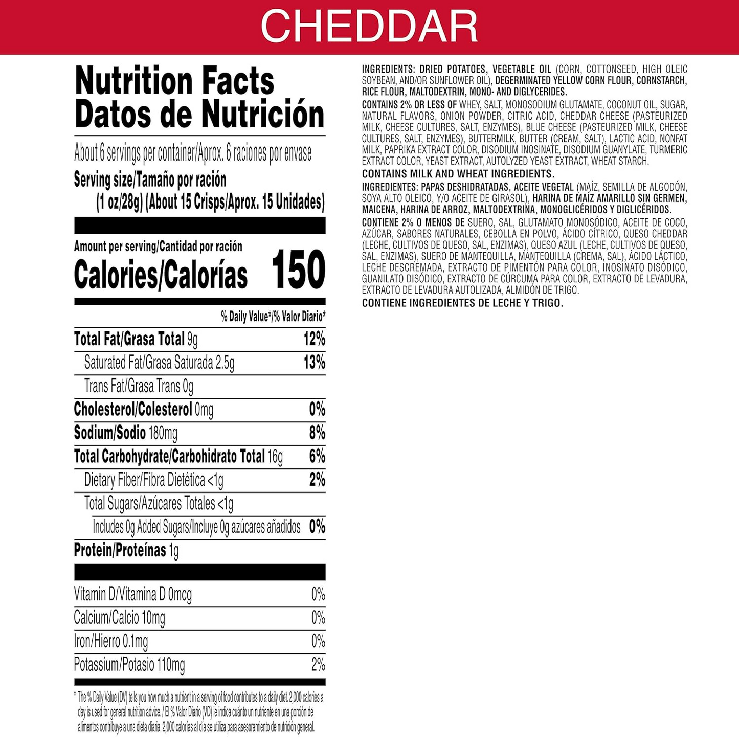 Pringles Potato Chips, Cheddar Cheese, 169g