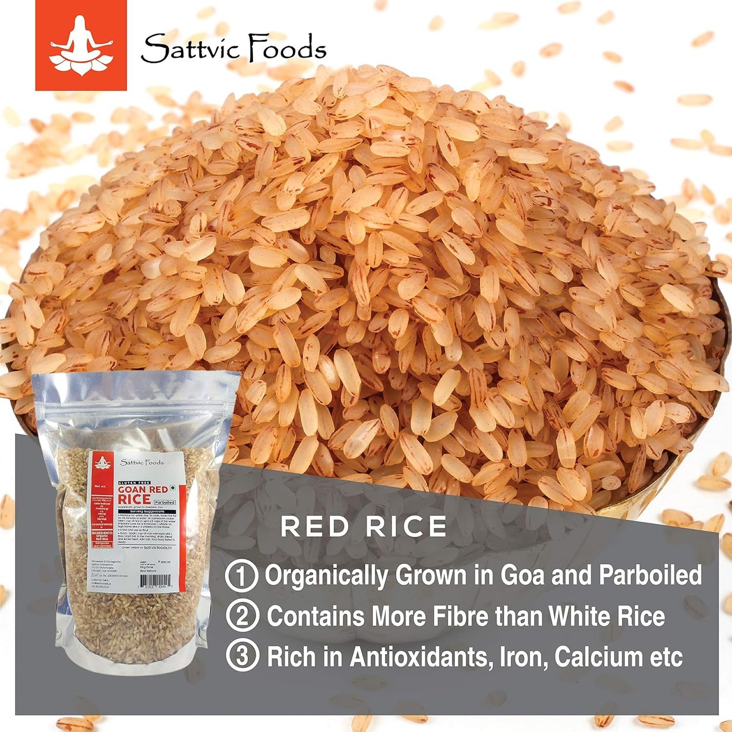 Sattvic Foods Goan Red Rice (Parboiled) 9 kg Pouch