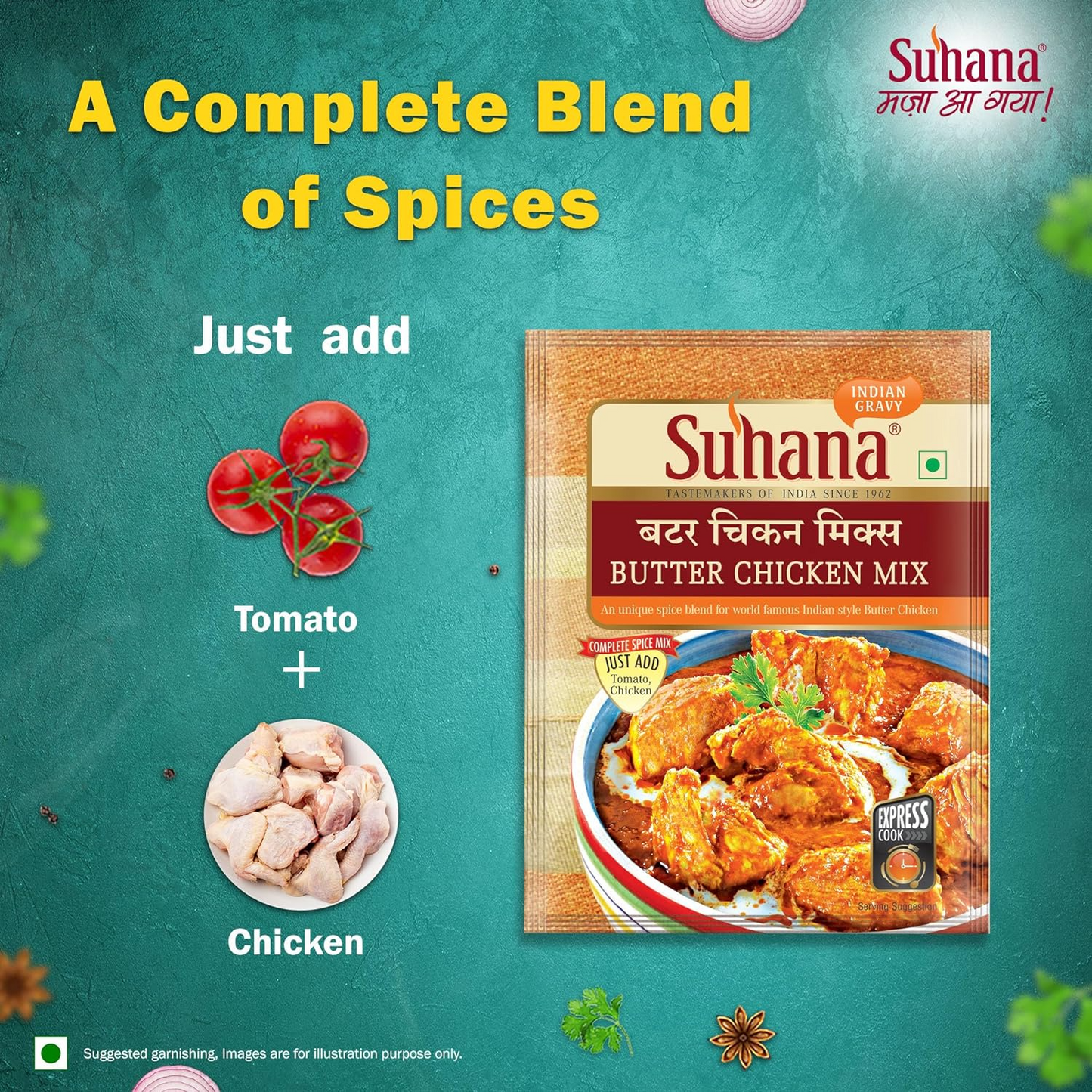 Suhana Butter Chicken | Spice Mix | Easy to Cook 50G - Pack of 6