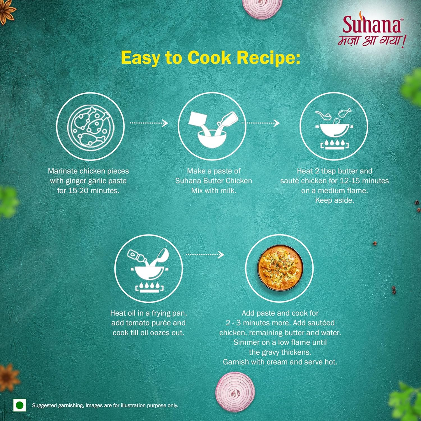 Suhana Butter Chicken | Spice Mix | Easy to Cook 50G - Pack of 6