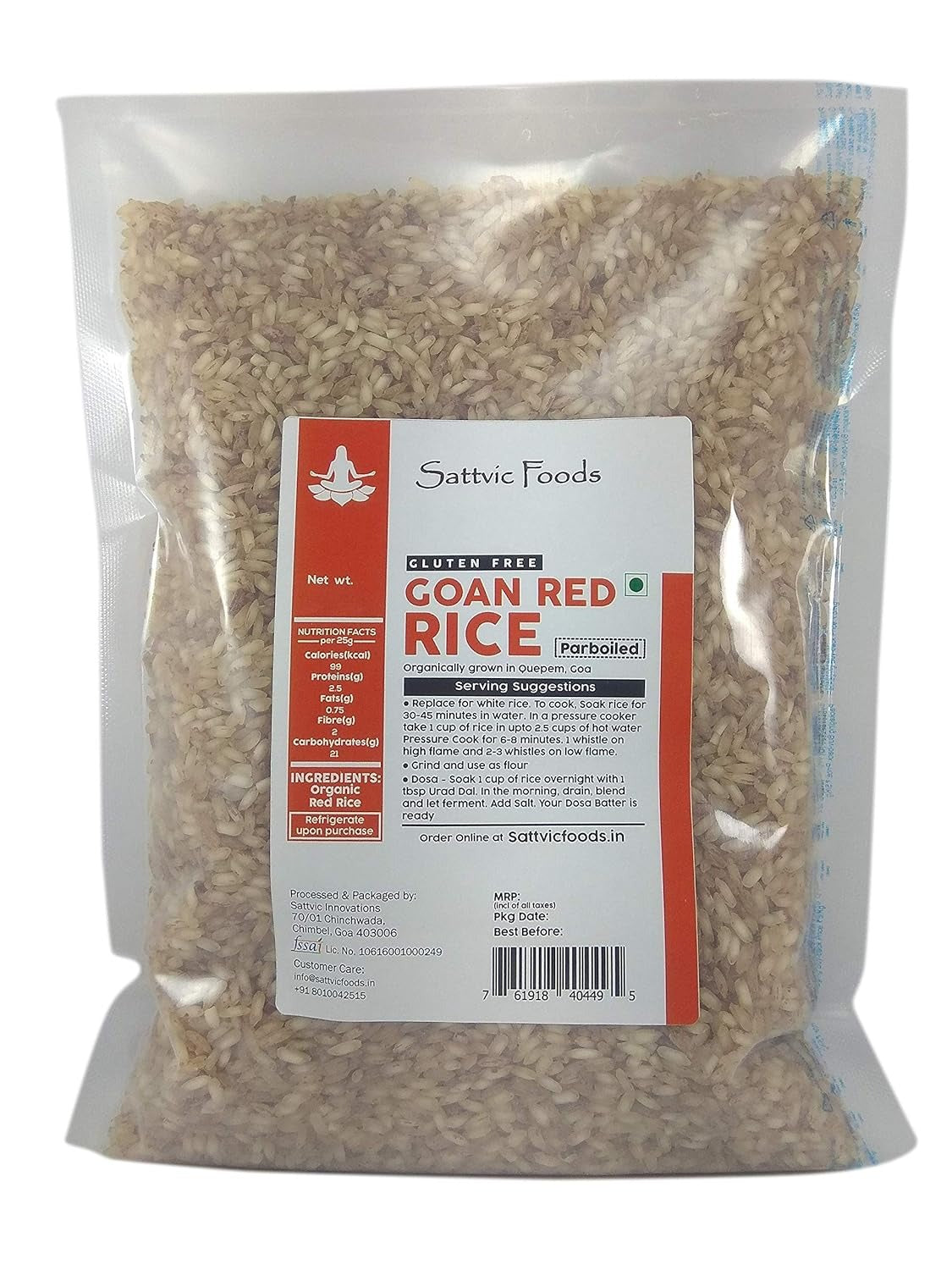 Sattvic Foods Goan Red Rice (Parboiled) 9 kg Pouch