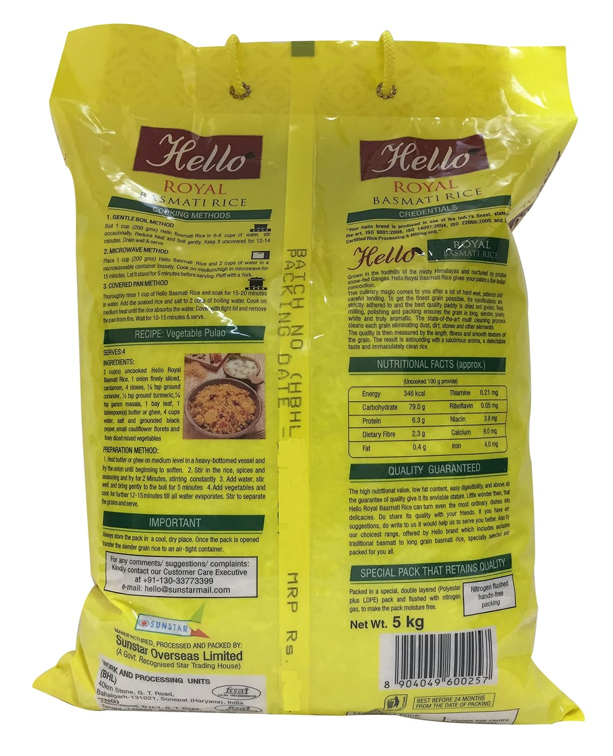 Hello Basmati Rice - Royal, 5kg Bag