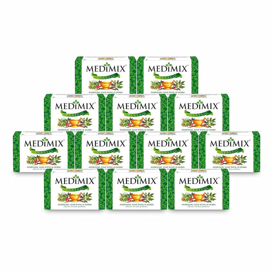 MEDIMIX Classic Soap | Pack of 12 | 75g each | Ayurvedic Soap with 18 Herbs | Effective for Skin Problems |