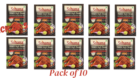 Suhana Chicken Tandoori Paste 100g Pouch| Spice Mix | Easy to Cook - Pack of 10