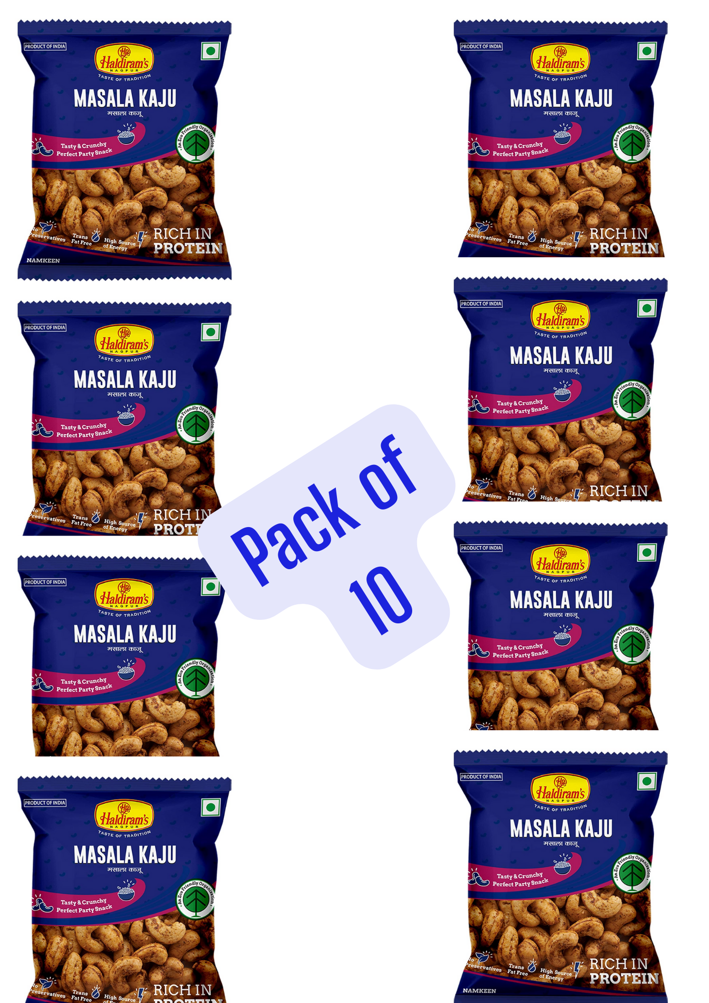 Haldirams Nagpur Masala Kaju (Pack of 10 ) - 35 gm Each)