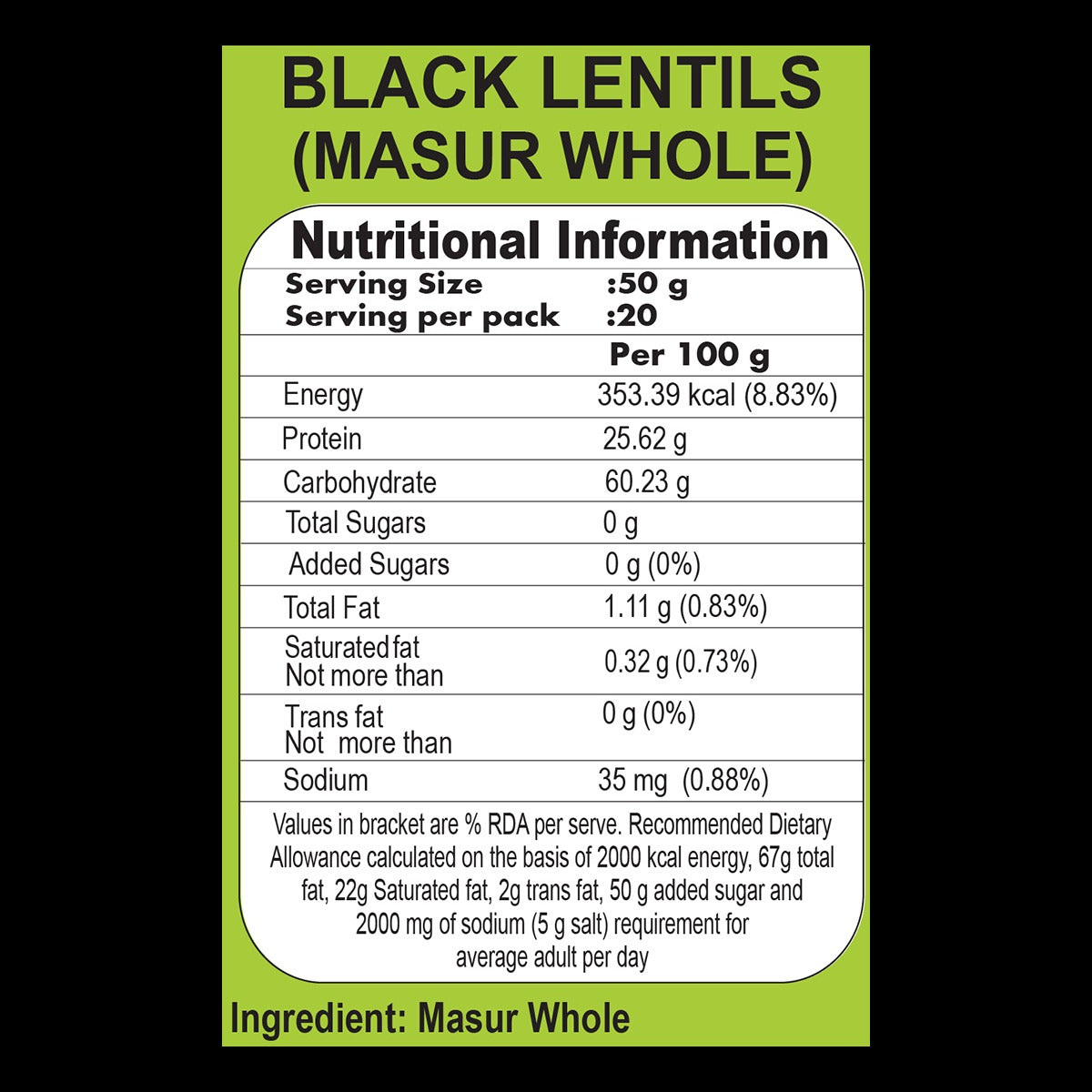 Patanjali Unpolished Black Masur 1 kg