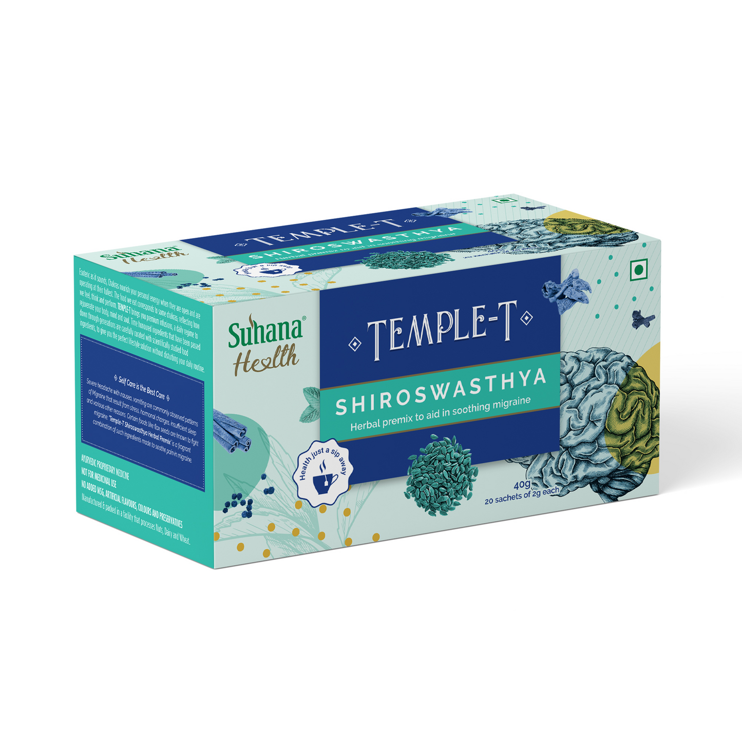 Suhana Health Shiroswasthya Herbal Premix Temple T 40g Pack