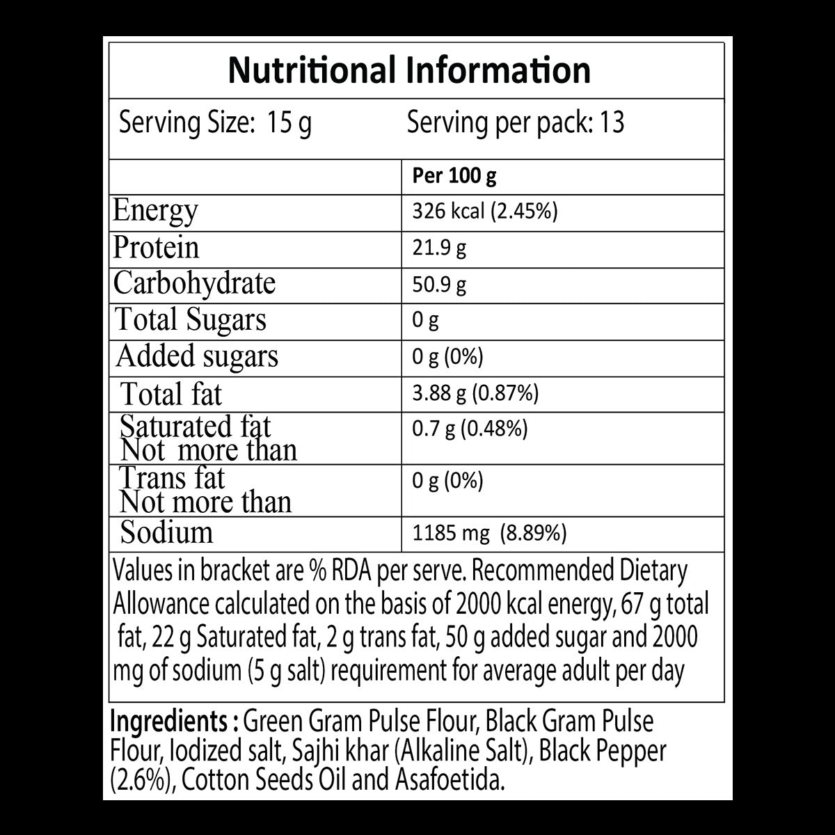 Patanjali Kali Mirch Papad 200g