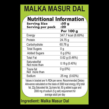 Patanjali Unpolished Malka Masur Dal 1kg