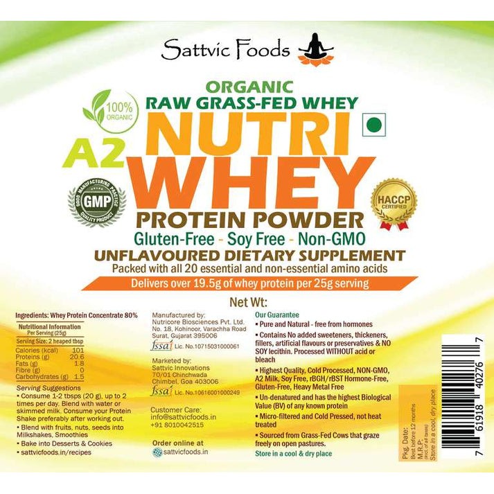 SATTVIC FOODS  Organic A2 Whey Protein Concentrate 80 %