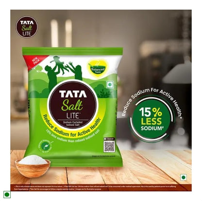 Tata Salt Lite - 15% Low Sodium Iodised Salt, Helps Blood Pressure & For Healthy Lifestyle, 1 kg Pouch