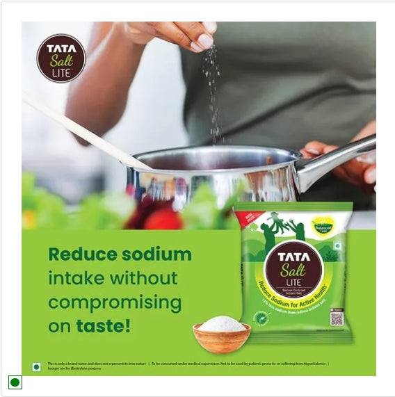 Tata Salt Lite - 15% Low Sodium Iodised Salt, Helps Blood Pressure & For Healthy Lifestyle, 1 kg Pouch