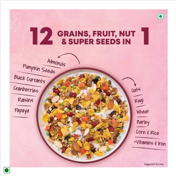 Kelloggs Muesli Fruit Nut & Seeds - 12-In-1 Power Breakfast, India's No.1 Muesli, 750 g