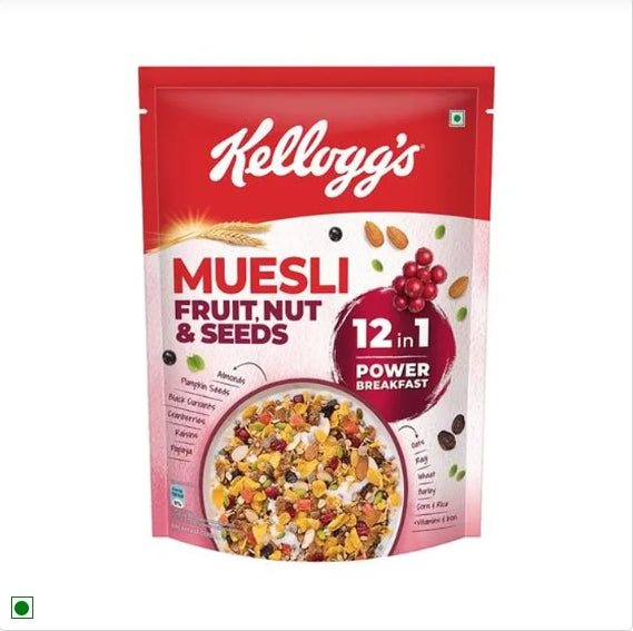 Kelloggs Muesli Fruit Nut & Seeds - 12-In-1 Power Breakfast, India's No.1 Muesli, 500 g