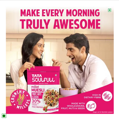 Tata Soulfull Millet Muesli, Fruit, Nuts & Seeds, 30% Fruits, Nut & Seeds, 500 g