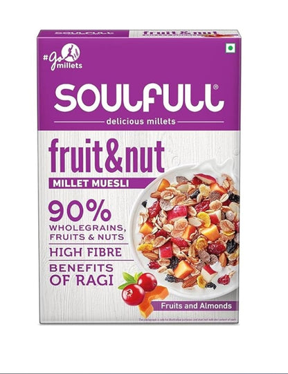 Tata Soulfull Millet Muesli, Fruit, Nuts & Seeds, 30% Fruits, Nut & Seeds, 500 g