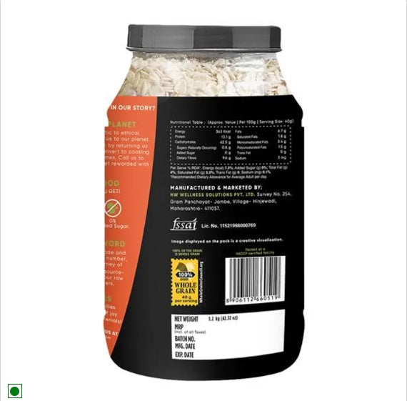 True Elements Rolled Oats - Gluten Free, High Protein & Fibre, 1.2 kg