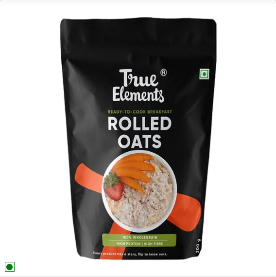 True Elements Rolled Oats - Gluten Free, High Protein & Fibre, 1.2 kg