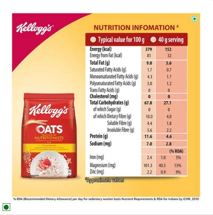 Kelloggs Oats - Low In Sodium, Soluble Fibre, Reduce Cholesterol, 400 g