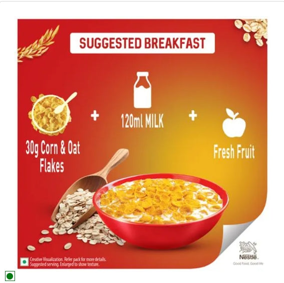 Nestle Gold Crunchy Corn & Oat Flakes Breakfast Cereal - With Immuno-Nutrients, Wholegrain, 230 g Box