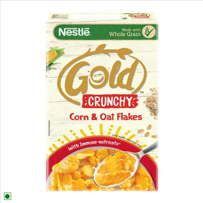 Nestle Gold Crunchy Corn & Oat Flakes Breakfast Cereal - With Immuno-Nutrients, Wholegrain, 230 g Box