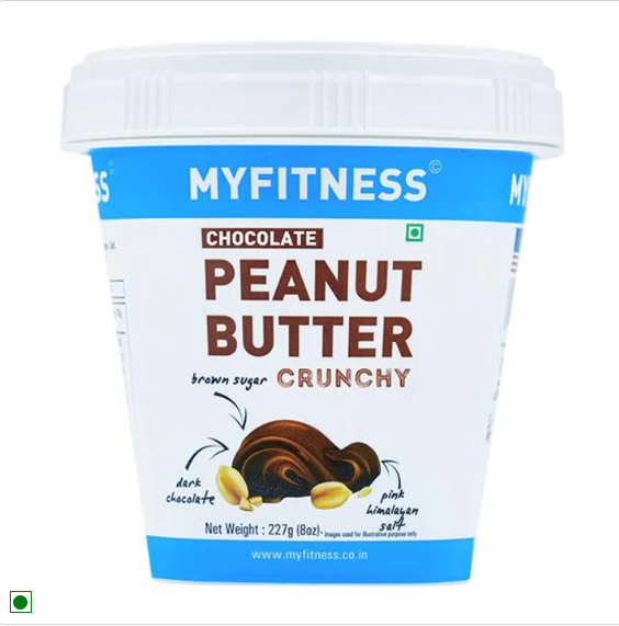 MYFITNESS Peanut Butter - Chocolate, Crunchy, Rich In Taste, Flavour, Creamy Texture, 227 g Tub