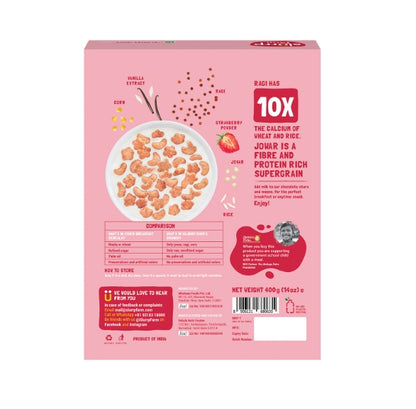 Slurrp Farm Berry Crunch Strawberry Cereal | No Maida, No Refined Sugar, No Added Colour | Ragi Stars and Moons | Healthy Breakfast | 400 g