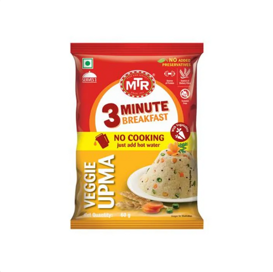 MTR 3 Minute Breakfast Vegetable Upma, 3 x 60 g Multipack