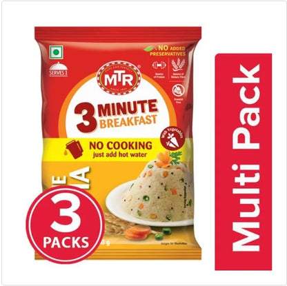 MTR 3 Minute Breakfast Vegetable Upma, 3 x 60 g Multipack