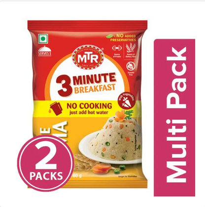 MTR 3 Minute Breakfast Vegetable Upma, 3 x 60 g Multipack