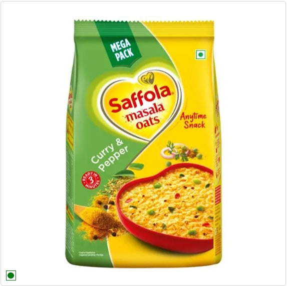 Saffola Masala Oats - Tasty Evening Snack, Fibre Rich, Curry & Pepper, 500 g