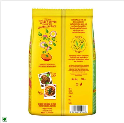 Saffola Masala Oats - Tasty Evening Snack, Fibre Rich, Curry & Pepper, 500 g