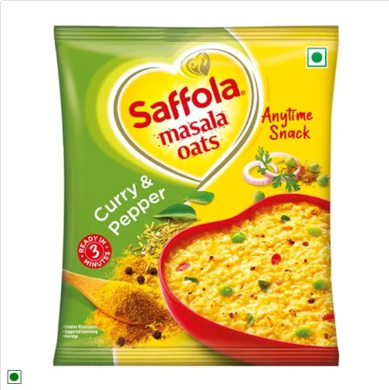 Saffola Masala Oats - Tasty Evening Snack, Fibre Rich, Curry & Pepper, 500 g