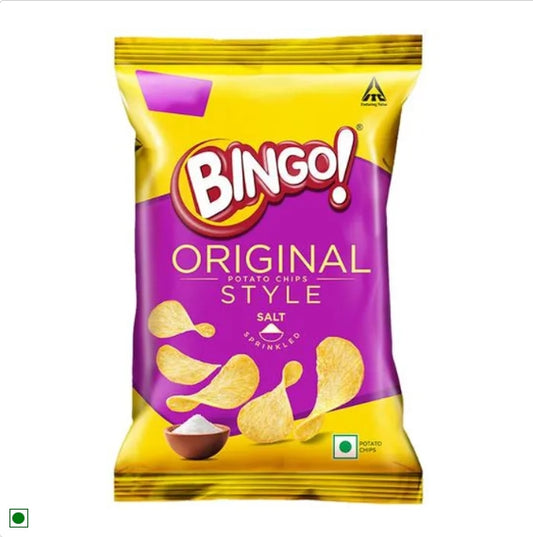 Bingo Flat Cut Potato Chips - Original Style, Salt Sprinkled, Perfect For Snacks, 90 g