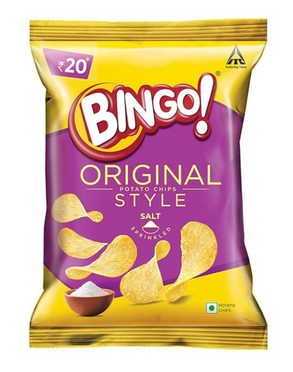 Bingo Flat Cut Potato Chips - Original Style, Salt Sprinkled, Perfect For Snacks, 90 g