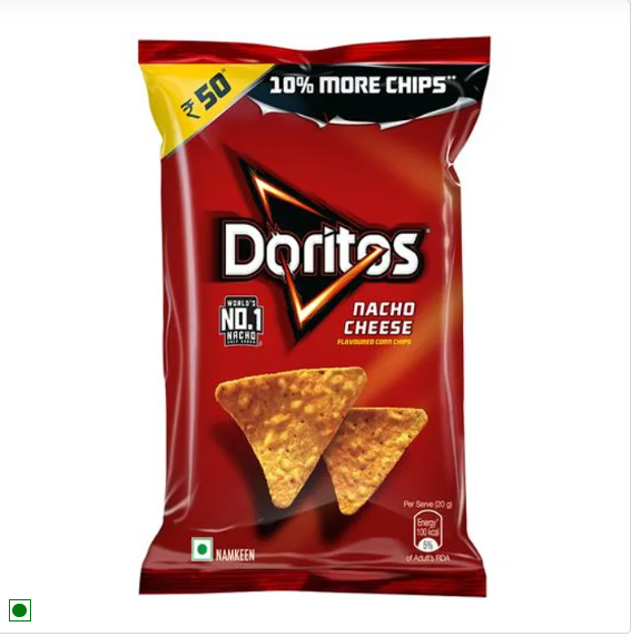 Doritos Nacho Cheese Crunchy Chips, Snacks, Party Pack, 2x153 g Multipack