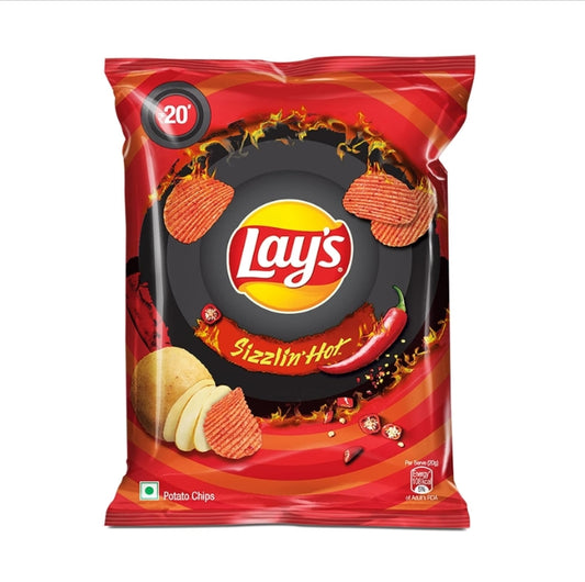 Lay's Sizzlin’ Hot Potato Chips 48g, Crispy Wavy Chips and Snacks