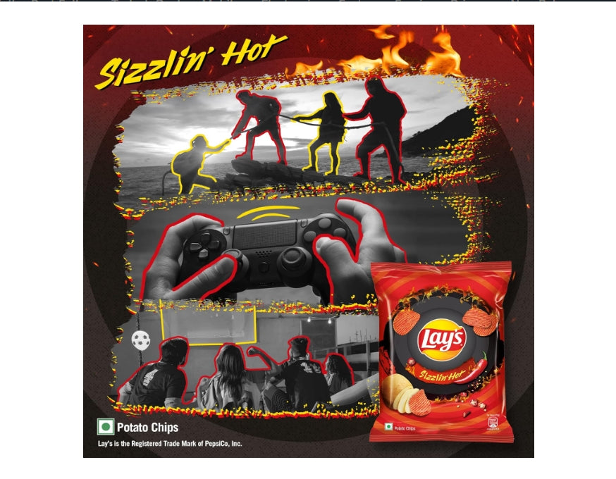 Lay's Sizzlin’ Hot Potato Chips 48g, Crispy Wavy Chips and Snacks