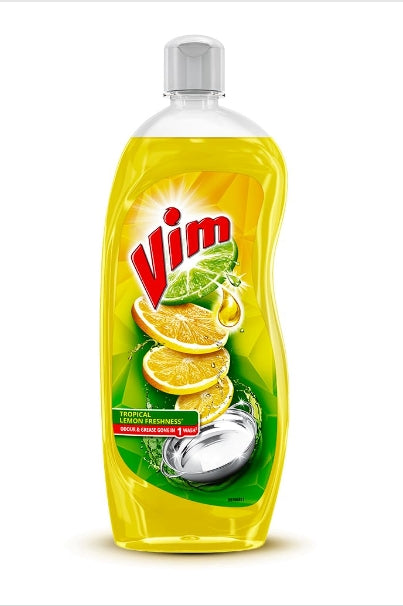 Vim Dishwash Liquid Gel Lemon, With Lemon Fragrance, Leaves No Residue, Grease Cleaner For All Utensils, 750 ml Bottle