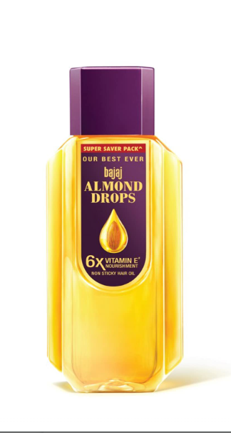 Bajaj Almond Drops Hair Oil | 6X Vitamin E Nourishment | Non-Sticky Hair Oil For Hair Fall Control | 285ml