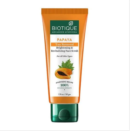 BIOTIQUE Papaya Tan Removal Brightening & Revitalizing Face Scrub - For All Skin Types, 100 g