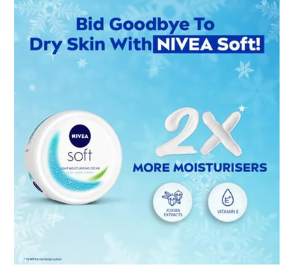 NIVEA Soft Light Moisturiser - With Vitamin E & Jojoba Oil, For Face, Hand & Body, Instant Hydration, Non-Greasy Cream, 300 ml