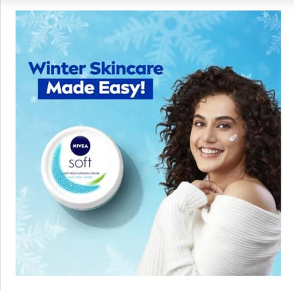 NIVEA Soft Light Moisturiser - With Vitamin E & Jojoba Oil, For Face, Hand & Body, Instant Hydration, Non-Greasy Cream, 300 ml