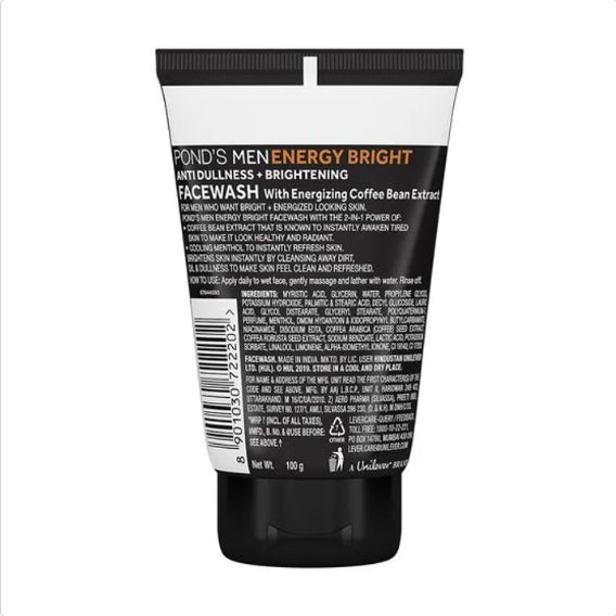 Ponds Men Energy Bright Facewash - With Coffee Bean Extract, Anti Dullness, 100 g