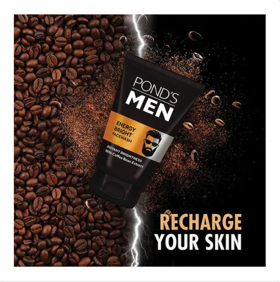 Ponds Men Energy Bright Facewash - With Coffee Bean Extract, Anti Dullness, 100 g