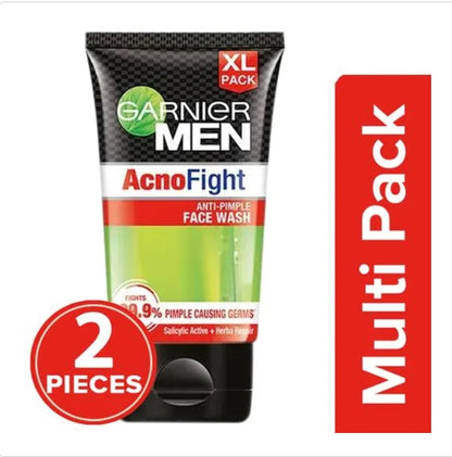 Garnier Men Acno Fight Anti-Pimple Facewash for Acne Prone Skin, 2x150 g (Multipack)