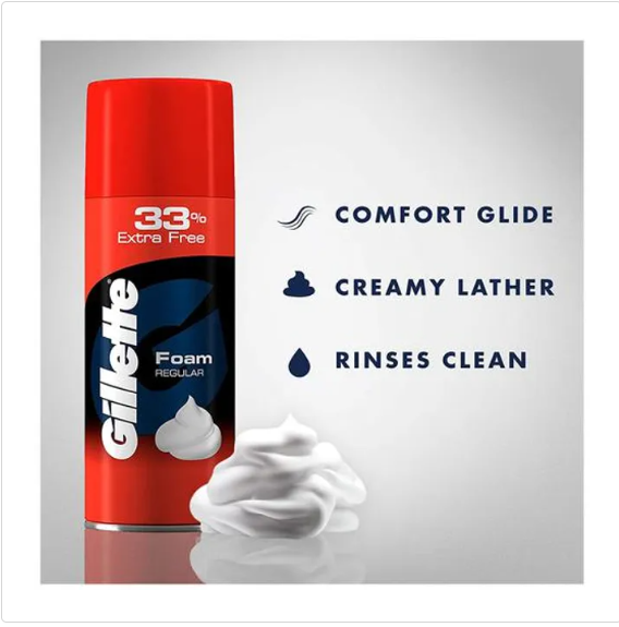 Gillette Foam Shave - Lathers Quickly & Hydrates, Regular, 418 g