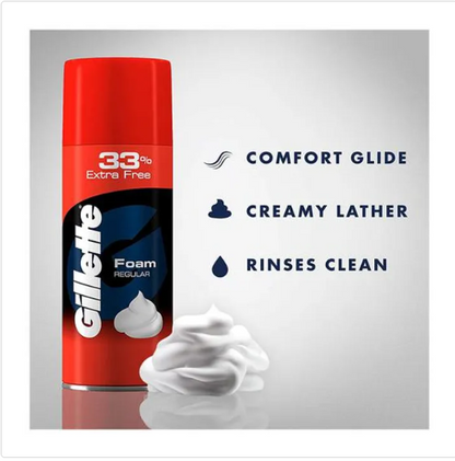 Gillette Foam Shave - Lathers Quickly & Hydrates, Regular, 418 g