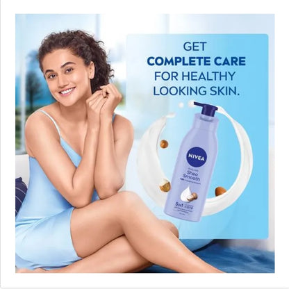 NIVEA Shea Smooth Body Milk - Dry Skin, With Deep Moisture Serum & Shea Butter, 48h Indulging Deep Moisture Care, 400 ml